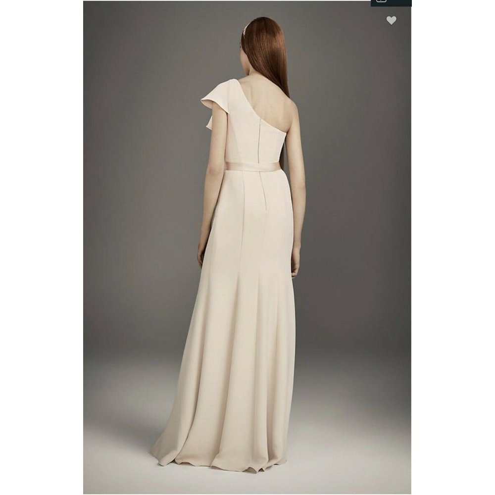 White By Vera Wang Bridesmaid Ruffled Double Cloth Dress Pink 10 New with tags - Picture 3 of 12